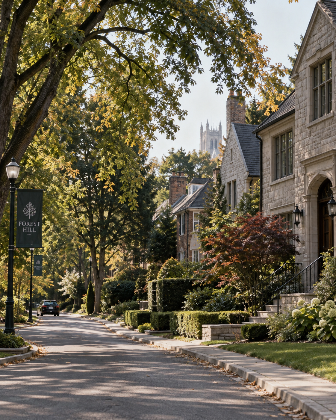 Leafy Forest Hill street with historic character
