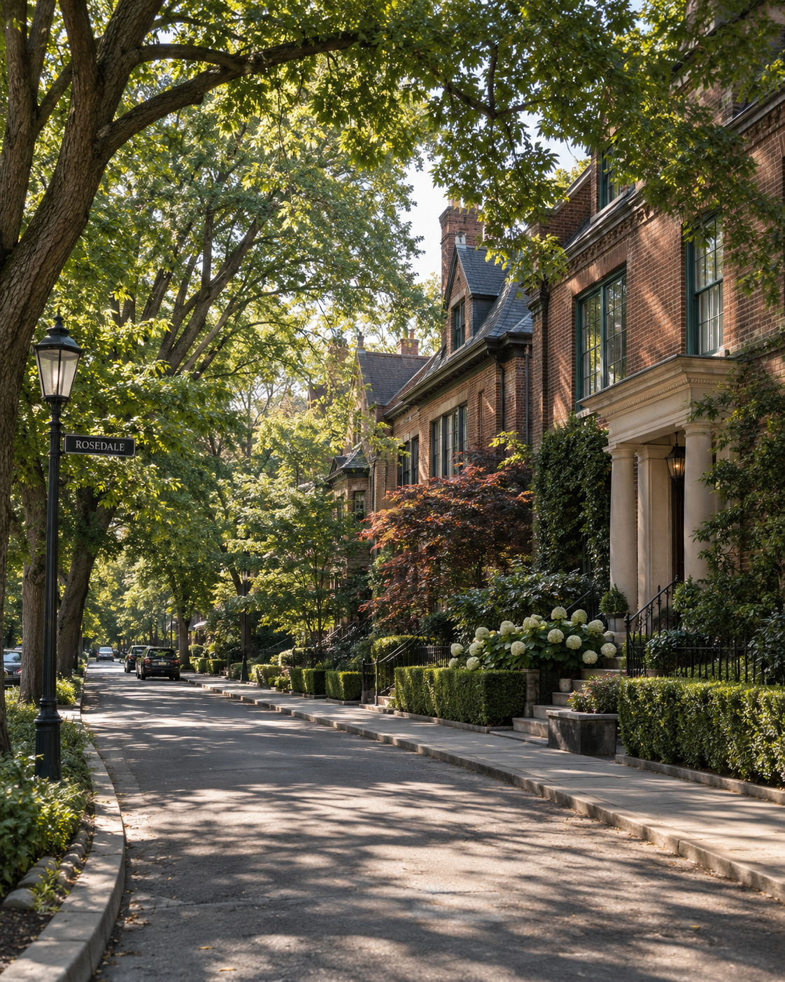 Tree-lined Rosedale residential avenue